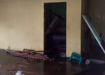 Kondisi rumah milik  Omat Makmur di Desa Oluhuta, Kecamatan Kabila, Bone Bolango yang mengalami kebakaran
