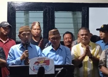 Konferensi pers paslon Saipul-Iwan, di markas pemenangan paslon SIAP, Rabu (27/11/2024) (Foto Yusuf/Gopos)