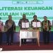 Rektor UNG Eduart Wolok bersama Direktur Umum PT Pegadaian Sulistyo usai melakukan penandatanganan kerjasama.(Foto UNG)