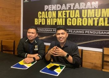 Rio Pala usai konfrensi pers penetapan calon ketua umum HIPMI Gorontalo, Selasa (3/12/2024) (Foto Rama/Gopos)