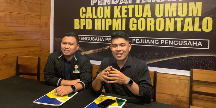Rio Pala usai konfrensi pers penetapan calon ketua umum HIPMI Gorontalo, Selasa (3/12/2024) (Foto Rama/Gopos)