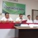 Kepala Kejari Kotamobagu Elwin Agustian Khahar saat jumpa pers terkait penetapan oknum Kadis PMD Bolmong sebagai tersangka kasus pemerasan.