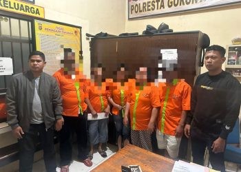 Lima warga Gorontalo ditetapkan sebagai tersangka kasus judi remi oleh Polresta Gorontalo Kota.(Foto Polresta)