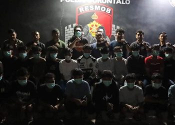 Polda Gorontalo mengamankan puluhan terduga pelaku pencabulan anak di bawah umur di Kecamatan Telaga, Kabupaten Gorontalo.(dok. Humas Polda Gorontalo)