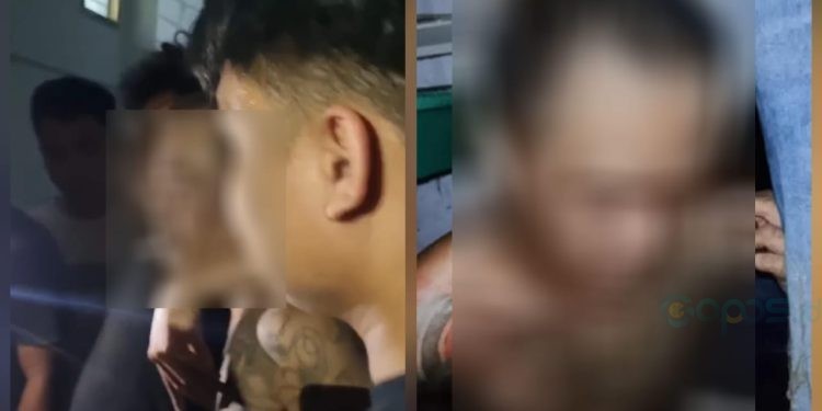 Terduga pelaku curanmor saat diamankan warga.(Istimewa)