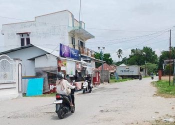 Kondisi jalan Flamboyan yang mulai dilanda kerusakan. (Foto: Sulis/Mg-Gopos/Foto diambil pada Selasa, 18/2/2025).