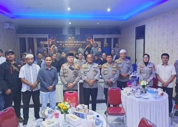 Kapolres Bone Bolango AKBP Muhammad Alli melaksanakan tatap muka dan buka bersama dengan wartawan yang bertempat di Aula Polres Bone Bolango, Kamis (13-3-2025).