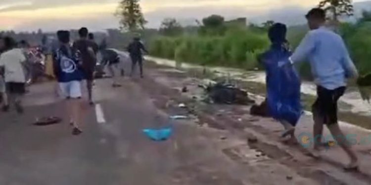 Cuplikan, insiden kecelakaan maut yang terjadi pada balapan setelah subuh di Kecamatan Paguyaman, Boalemo.