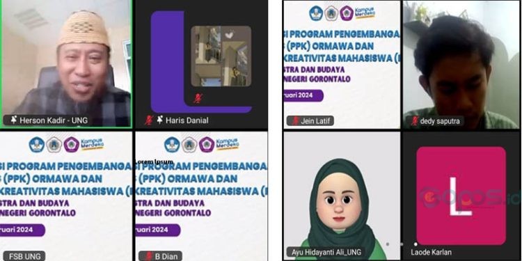 Sosialisasi PPK Ormawa dan PKM yang diselenggarakan secara daring oleh FSB UNG