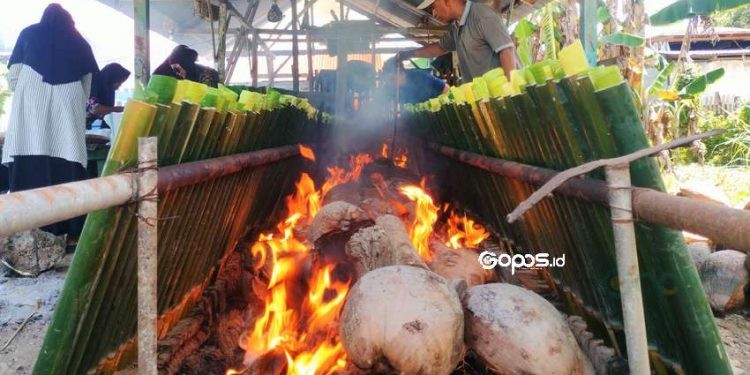 Pembuat Nasi Bulu Jawa Tondano (Jaton) di Desa Yosonegoro, Kecamatan Limboto Barat, Kabupaten Gorontalo.