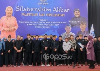 Silahturahmi Akbar Pelantikan dan Pengukuhan Pengurus Paguyuban Warga Pasundan (PWP) Gorontalo Pusat dan Cabang Kabupaten/Kota Periode 2024-2027 di Asrama Haji Gedung El Madinah Provinsi Gorontalo, Ahad (13-4-2025)