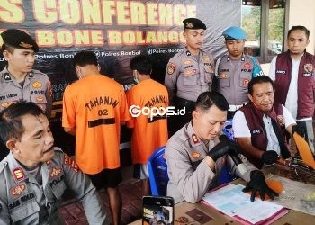 Kapolres Bone Bolango, AKBP Supriantoro dalam konferensi pers, Rabu (23-4-2025).