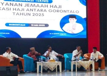 Kantor Imigrasi Kelas I TPI Gorontalo berperan sebagai narasumber dalam kegiatan Koordinasi Teknis Layanan Jamaah Haji di Embarkasi Haji Antara (EHA) Gorontalo yang berlangsung pada hari ini, Senin, 12 Mei 2025.