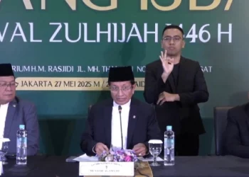 Menteri Agama Nasruddin Umar dalam konferensi pers penetapan hari raya Iduladha 2025 di Kantor Kemenag, Jakarta, Selasa (27/5/2025). (Suara.com)