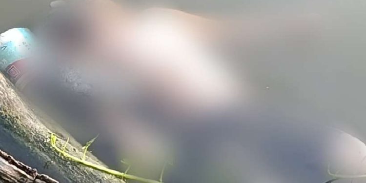 Sosok mayat yang ditemukan warga di kubangan bekas galian batu bata di i Desa Botubilotahu, Kecamatan Marisa, Kabupaten Pohuwato. (foto.istimewa)