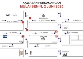 Denah rekayasa lalu lintas di Pasar Tua Kota Gorontalo