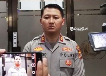 Kapolres Bone Bolango, AKBP Supriantoro saat diwawancarai awak media.