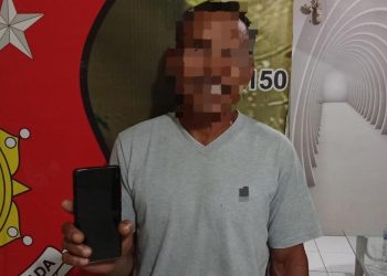Pelaku yang diamankan Tim Rajawali Polresta Gorontalo Kota. (foto.istimewa)