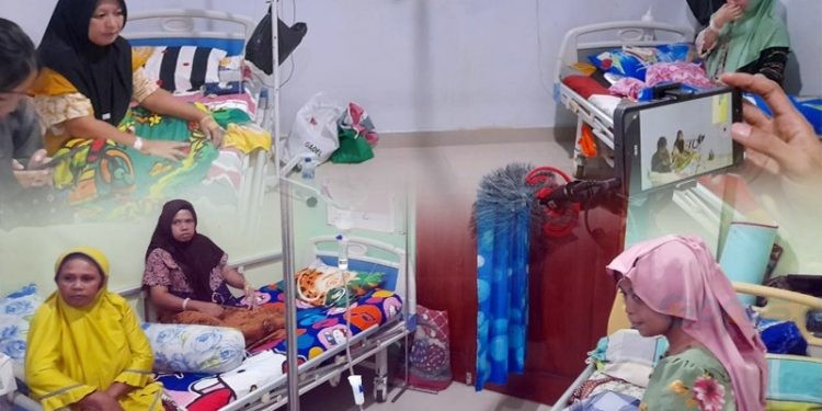 Sejumlah korban diduga keracunan ayam swir yang mendapatkan perawatan medis di Rumah Sakit Multazam. (foto.isno/gopos)