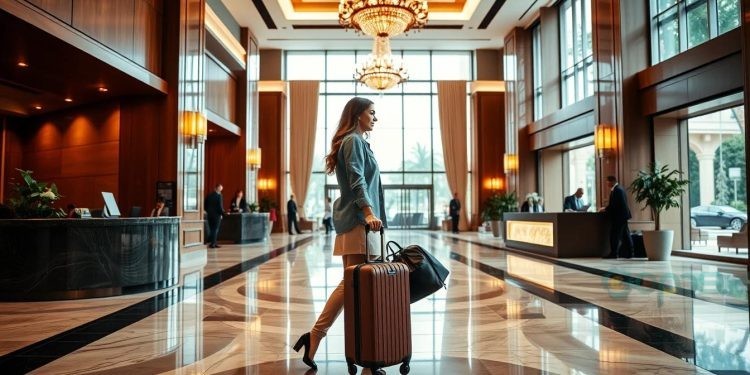 Ilustrasi pengunjung hotel. (Gambar ini dibuat menggunakan tekonlogi kecerdasan buatan)