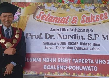 Prof Nurdin usai pengukuhan Guru besar Universitas Negeri Gorontalo, Selasa (24/06/2025) (Yusuf/Gopos)