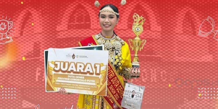 Jessie Berliana Chelsea Manopo, mahasiswa FEB UNG meraih juara I kategori putri Duta GenRe Provinsi Gorontalo 2025.(F. UNG)