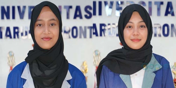 Dua mahasiswa yang mewakili Unbita Gorontalo Tri Adelia Tasmala (kiri) dan Rahmadia Oktaviani Ladawing (kanan) pada ajang Pemilihan Mahasiswa Berprestasi Tingkat LLDIKTI Wilayah XVI Tahun 2025.