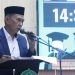 Bakal calon Rektor IAIN Sultan Amai Gorontalo Dr Sahmin Madina M.Si saat menyampaikan visi misi dan program kerja yang mengangkat tema ekotologi pada Rapat Senat Terbuka, Rabu (23/7/2025).
