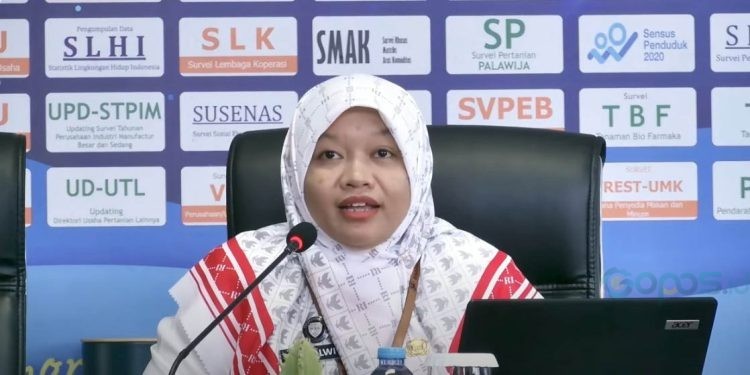 Plt Kepala BPS Provinsi Gorontalo, Dwi Alwi Astuti, menyampaikan perkembangan ekonomi Gorontalo triwulan II 2025, Selasa (5/8/2025)