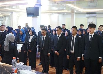 Pengukuhan 54 mahasiswa pada Yudisium Gelombang I Tahun 2025 di Aula Inovasi UNBITA, Sabtu (30/8/2025).