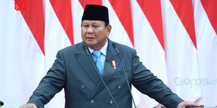 Presiden Prabowo Subianto saat menyampaikan Pidato Nota Keuangan dalam rangka Sidang Tahunan di Gedung DPR.