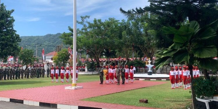 Latihan Paskibraka Provinsi Gorontalo di Rudis Gubernur Gorontalo, Rabu (13/8/2025).(F. Rama Gopos)