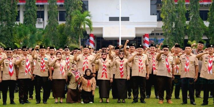 ASN Pemkab Gorontalo saat apel Hari Pramuka, kamis (14/8/2025)