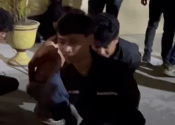 Para aktivis yang diamankan pasca unjuk rasa ricuh di Perlimaan Telaga, Kota Gorontalo, Senin (1/9/2025).