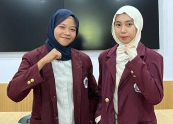 Nurul Nasiroh Ali dan Sitti Nurhaliza Latama Mahasiswa Fakultas Teknik dan Mahasiswa Fakultas Ilmu Sosial perwakilan UNG yang akan tampil di NUDC tingkat Nasional