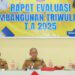 Wakil Bupati Pohuwato, Iwan Adam, memimpin rapat evaluasi pembangunan triwulan III tahun anggaran 2025, berlangsung di ruang rapat gunung pani kantor Bupati Pohuwato, Selasa (23/09/2025) (Iwan Karim Prokopim Pohuwato)