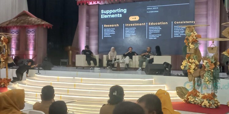 Talkshow Kopi Secangkir Harapan dari Tanah Gorontalo dalam rangkaian agenda Hulonthalo Art&Craft (HACF) 2025, Senin (29/9/2025). Talkshow mengangkat tema “Meracik Mutu: Strategi dan Peluang Kopi Gorontalo Naik Kelas”.