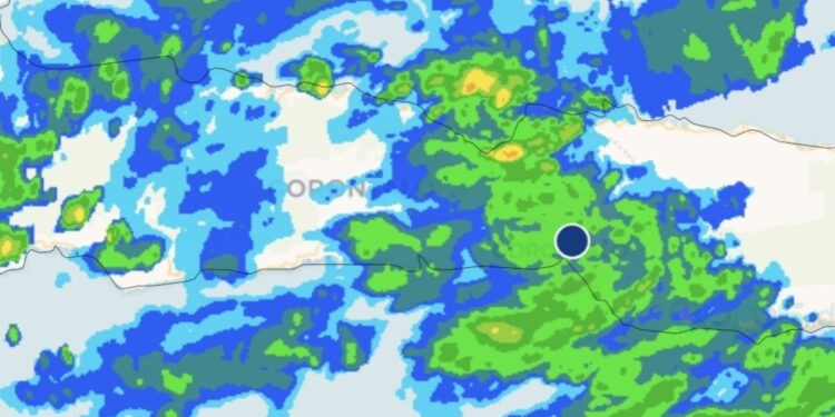 Pantauan Terkini Cuaca Gorontalo Melalui Radar BMKG pukul 12:21 WITA.