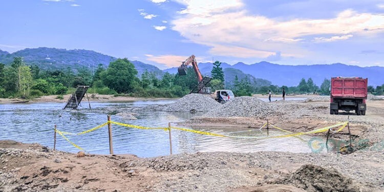 Lokasi penemuan mayat pria yang hanyut di Sungai Bone, Kelurahan Pauwo, Kecamatan Kabila, Bone Bolango, Rabu (1/10/2025)