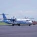 Pesawat ATR 72-500 milik maskapai FlyJaya landing di Bandara Notohadinegoro. (Foto: Teamwork)