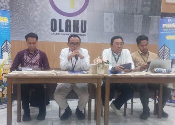 Kepala Perwakilan BI Provinsi Gorontalo, Bambang Setya Permana didampingi Deputi Kepala Perwakilan BI Gorontalo, Ciptoning Suryo Condro, menyampaikan langkah dan strategi BI mengawal inflasi selama Ramadan hingga Idulfitri 1447 H