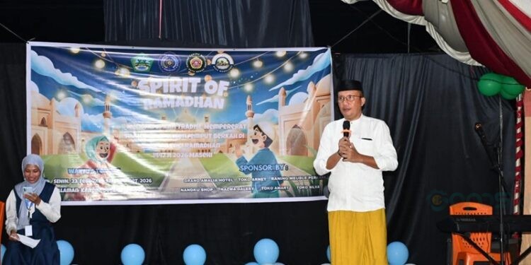 Wakil Bupati Boalemo, Lahmuddin Hambali, memberikan sambutan spirit of Ramadhan (Istimewa)