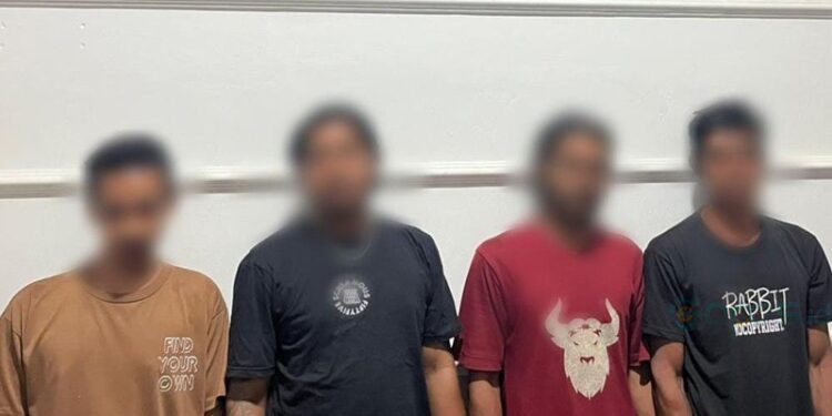 Empat tersangka saat ditahan Polres Pohuwato (Istimewa)