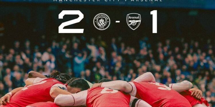 Hasil Akhir Arsenal vs Man City. (foto X/Arsenal)