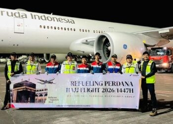 Pengisian avtur perdana pada Rabu dini hari (22/4/2026), sebagai awal fase keberangkatan jamaah.