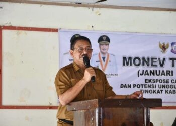 Bupati Boalemo, Rum Pagau, monitoring dan evaluasi triwulan 1, Senin (04/05/2026) (Prokopim Boalemo)