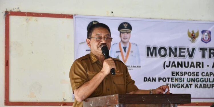 Bupati Boalemo, Rum Pagau, monitoring dan evaluasi triwulan 1, Senin (04/05/2026) (Prokopim Boalemo)