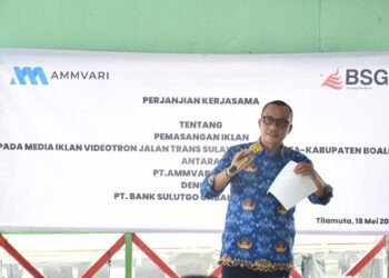 Wakil Bupati Boalemo, Lahmuddin Hambali, memberikan sambutan pembahasan videotron di Boalemo, Senin (18/05/2026) (Prokopim Boalemo)