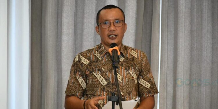 Wakil Bupati Boalemo, Lahmuddin Hambali, memberikan sambutan pembinaan dan penataan sarana, dan prasarana pelayanan kesehatan, Jum'at (22/05/2026) (Prokopim Boalemo)