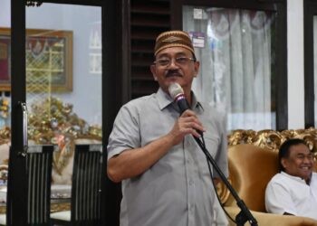 Bupati Boalemo, Rum Pagau, saat memberikan sambutan buka bersama, (Prokopim Boalemo)